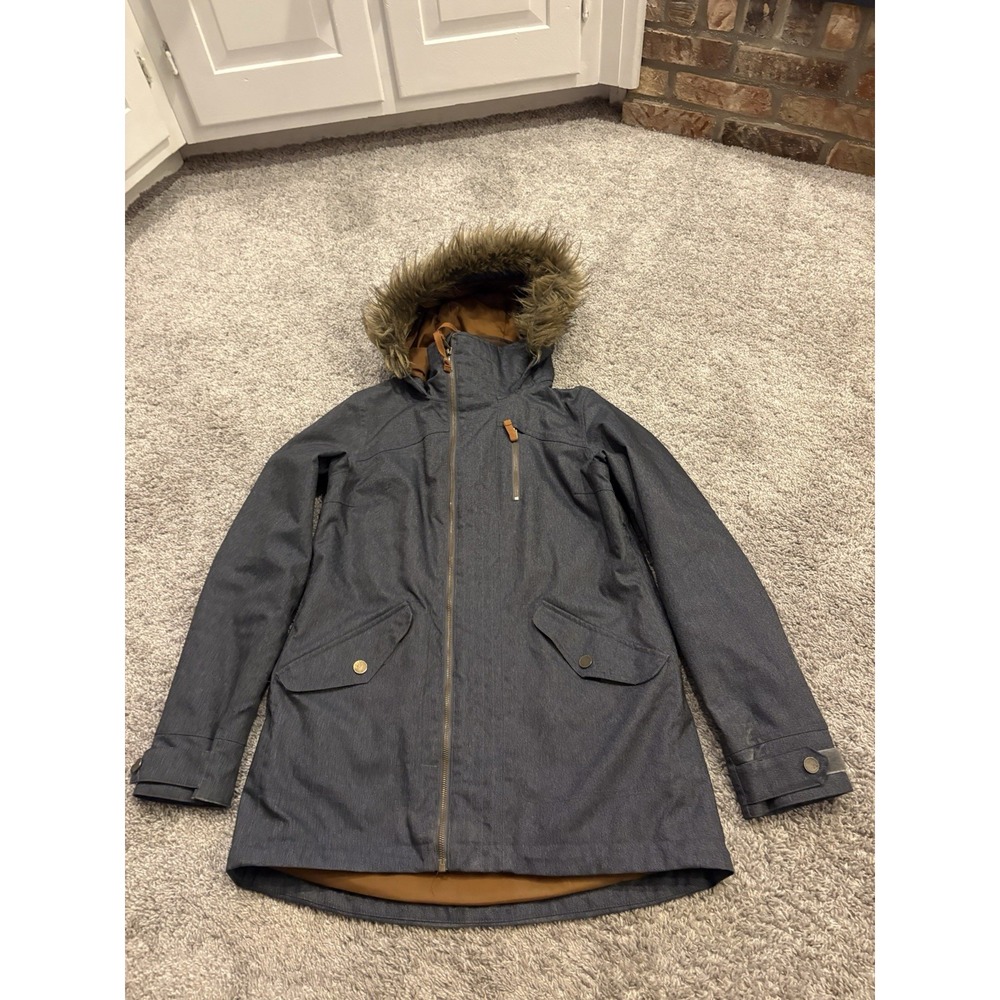 Burton Sz M DryRide Da Nang Snowboard Jacket Faux Fur Hood Coat Ski Insulated